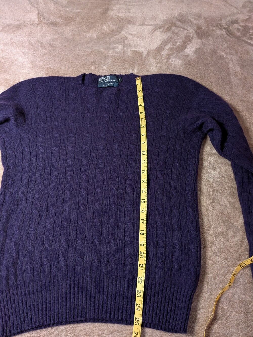 Polo Ralph Lauren 100% Cashmere Cable Knit Sweater Purple M Oversized - Picture 5 of 7
